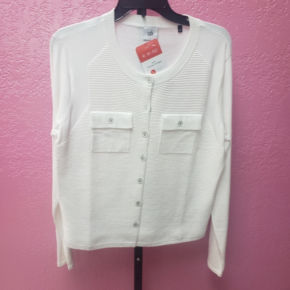 CAbi Sweaters - Cabi White Fencing Cardigan Style 5145